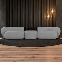 Sofá Versátil Sala de Estar Egito 302cm Modulado Veludo Cinza G52 - Gran Belo