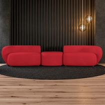 Sofá Versátil Sala de Estar Egito 302cm Modulado Veludo Vermelho G52 - Gran Belo