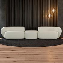 Sofá Versátil Sala de Estar Egito 322cm Modulado Bouclê Branco G52 - Gran Belo