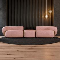 Sofá Versátil Sala de Estar Egito 322cm Modulado Linho Salmão Manchado G52 - Gran Belo