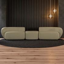 Sofá Versátil Sala de Estar Egito 342cm Modulado Bouclê Bege Escuro G52 - Gran Belo