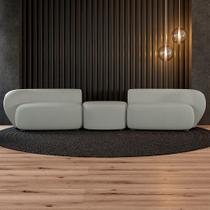 Sofá Versátil Sala de Estar Egito 342cm Modulado Bouclê Cinza G52 - Gran Belo