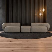 Sofá Versátil Sala de Estar Egito 342cm Modulado Linho Bege Manchado G52 - Gran Belo