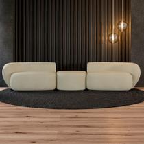 Sofá Versátil Sala de Estar Egito 362cm Modulado Veludo Bege G52 - Gran Belo