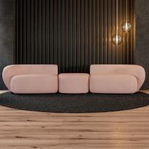 Sofá Versátil Sala de Estar Egito 362cm Modulado Veludo Rosê G52 - Gran Belo