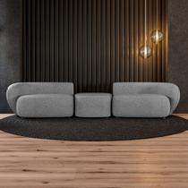 Sofá Versátil Sala de Estar Egito 382cm Modulado Linho Cinza Manchado G52 - Gran Belo