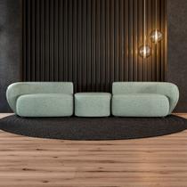 Sofá Versátil Sala de Estar Egito 382cm Modulado Linho Verde Manchado G52 - Gran Belo