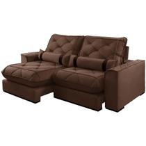 Sofá Vicam 029 Dubai com Molas Ensacadas 4 Lugares Retrátil e Reclinável 250cm Tecido Veludo Cor Marrom