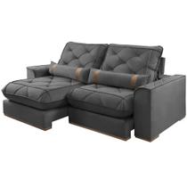 Sofá Vicam 029 Dubai em Linho com Molas Ensacadas 4 Lugares Retrátil e Reclinável 250cm Cor Cinza