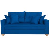 Sofá Vicam 05 em Veludo com Almofadas Soltas 3 Lugares 200cm Vicam Cor Azul
