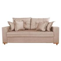 Sofá Vicam 05 em Veludo com Almofadas Soltas 3 Lugares 200cm Vicam Cor Bege