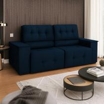 Sofá Vicenza 3 Lugares Retrátil Sala de Estar 175cm Suede Azul Marinho - INCASA DECOR Sofá Vicenza 3 Lugares Retrátil Sala de Estar 175cm Suede Azul Marinho - INCASA DECOR