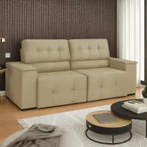 Sofá Vicenza 3 Lugares Retrátil Sala de Estar 175cm Suede Bege - INCASA DECOR