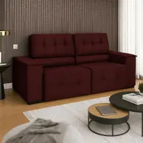 Sofá Vicenza 3 Lugares Retrátil Sala de Estar 175cm Suede Bordo - INCASA DECOR