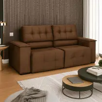 Sofá Vicenza 3 Lugares Retrátil Sala de Estar 175cm Suede Marrom - INCASA DECOR