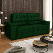 Sofá Vicenza 3 Lugares Retrátil Sala de Estar 175cm Suede Verde - INCASA DECOR
