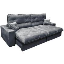 Sofá Victory 4 Lugares Retrátil e Reclinável 250cm Tecido Veludo Cor Cinza Sofá Victory 4 Lugares Retrátil e Reclinável 250cm Tecido Veludo Cor Cinza