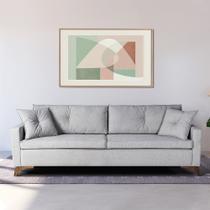 Sofá Viena 1,90m Tecido Linho Pés Imbuia