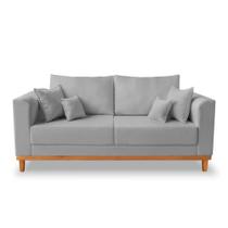 Sofá Viena Beny 03 Lugares Com Base de Madeira Linho Cinza Sofá Viena Beny 03 Lugares Com Base de Madeira Linho Cinza