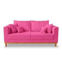 Sofá Vintage Viena 3 Lugares Para Sala de Estar Suede Pink - Madeira Prima Deccor