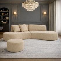 Sofá Virginia 250cm Luxo Sala Salão 3 Lugares Bouclé Cor:CappuccinoDesenho do tecido:Liso