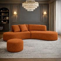 Sofá Virginia 250cm Luxo Sala Salão 3 Lugares Bouclé Cor:TerracotaDesenho do tecido:Liso