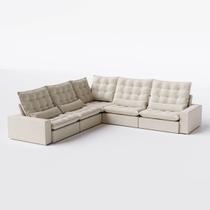 Sofá Volt de Canto 2,77m x 2,77m em Suede Veludo Off White - Home Mobily Sofá Volt de Canto 2,77m x 2,77m em Suede Veludo Off White - Home Mobily