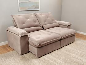 Sofa Xangai Retratil e Reclinavel 2,30 Metros Fernandes estofados Cor Veludo Bege Sofa Xangai Retratil e Reclinavel 2,30 Metros Fernandes estofados Cor Veludo Bege