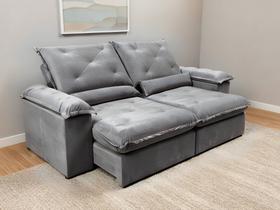 Sofa Xangai Retratil e Reclinavel 2,30 Metros Fernandes estofados Cor Veludo Cinza Sofa Xangai Retratil e Reclinavel 2,30 Metros Fernandes estofados Cor Veludo Cinza