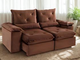 Sofa Xangai Retratil e Reclinavel 2,30 Metros Fernandes estofados Cor Veludo Marrom