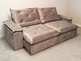 Sofa Xangai Retratil e Reclinavel 2,50 Metros Fernandes estofados Cor Veludo Bege