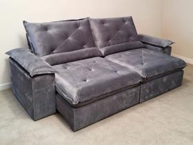 Sofa Xangai Retratil e Reclinavel 2,50 Metros Fernandes estofados Cor Veludo Cinza Sofa Xangai Retratil e Reclinavel 2,50 Metros Fernandes estofados Cor Veludo Cinza