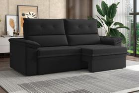 Sofá XFlex Aspen 1.80m Retrátil Reclinável Suede Preto