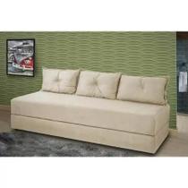 Sofanete Sofá com 3 Almofadas Multiuso Suede Bege - AL Móveis Sofanete Sofá com 3 Almofadas Multiuso Suede Bege - AL Móveis
