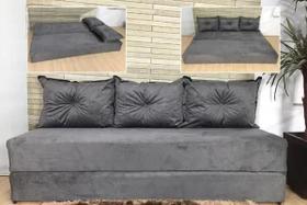 Sofanete Sofá com 3 Almofadas Multiuso Suede Cinza - AL Móveis Sofanete Sofá com 3 Almofadas Multiuso Suede Cinza - AL Móveis