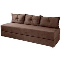Sofanete Sofá de 3 lugares Sofá Cama de Casal Bicama em Suede Cor Marrom Sofanete Sofá de 3 lugares Sofá Cama de Casal Bicama em Suede Cor Marrom