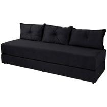 Sofanete Sofá de 3 lugares Sofá Cama de Casal Bicama em Suede Cor Preto