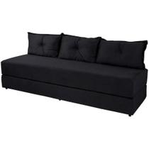 Sofanete Sofá de 3 Lugares Sofá Cama de Casal Bicama em Suede Cor Preto