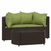 Sofás de canto Patio Loveseats vidaXL, rattan marrom com almofadas