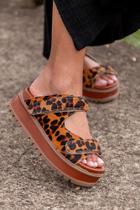 Sofia - Papete Animal Print Couro Onça Feminina Confortável Tiras com tiras autocolantes Casual Calçados
