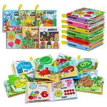 Soft Baby Books OKOOKO, 6 peças, brinquedo enrugado de banho, de tecido, 0 meses ou mais