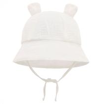 Soft Breathable Baby Hat Sun Protection Cute Wide Brim Summer Bucket Cap 3-12M - Branco