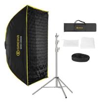 Softbox Bowens Grid Greika 60x90cm Dobrável Tripé Inox