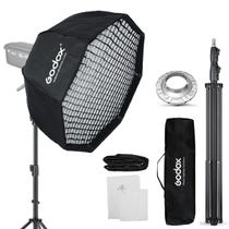 Softbox Bowens Octagonal 120cm Godox Com Colmeia Grid + Tripé 2,60 Metros