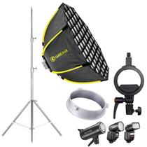 Softbox Colmeia 65cm Greika para Flash Speedlite e Tocha Bowens com Tripé Inox Softbox Colmeia 65cm Greika para Flash Speedlite e Tocha Bowens com Tripé Inox