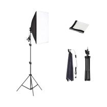 Softbox de Fotografia Profissional com Tripé e Lâmpada E27 - Iluminação Contínua