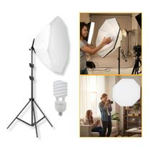 Softbox Octogonal TudoPraFoto 70cm com Tripé de Iluminação 1,9m e Lâmpada 135W - 110V
