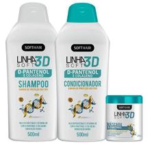 Softhair Linha 3D D-Pantenol e colágeno Shampoo,Condicionador E Máscara Hidratação Capilar