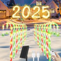 Solar Candy Cane Lights Amzxart, 10 unidades, 90 cm, 8 modos de controle remoto