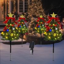Solar Christmas Tree Pathway Lights com um conjunto de 4 Solar Christmas Tree Pathway Lights com um conjunto de 4